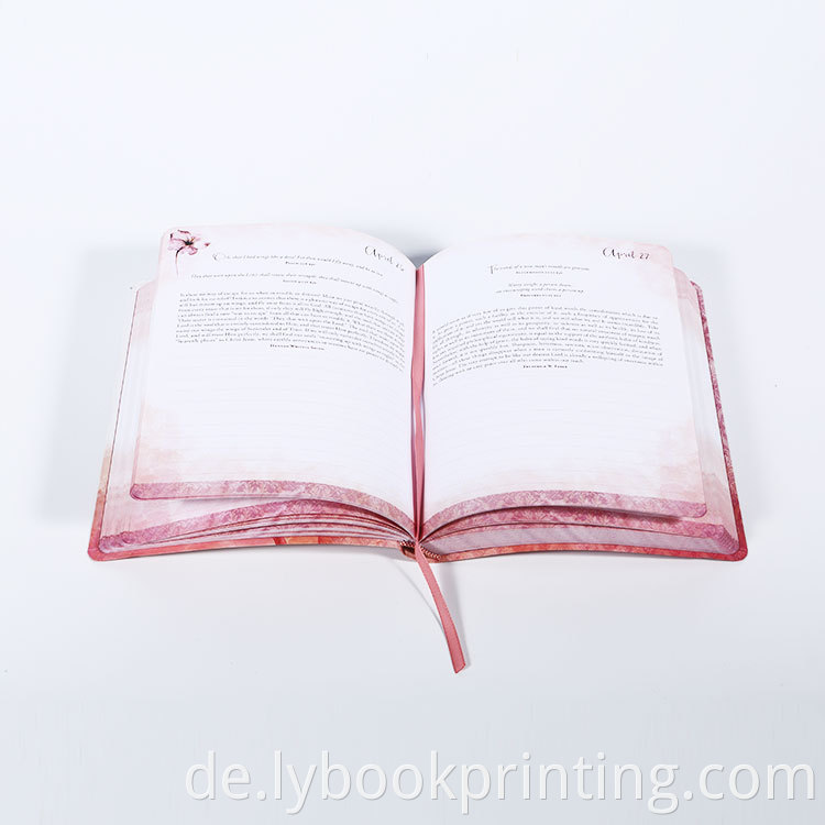 OEM Customized Drucken hochwertiges Pink English Hardcover -Buch mit Ribbon Book Marke